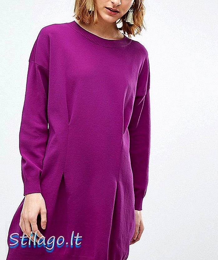 Pletené mini šaty ASOS ve strukturované přízi-fialové