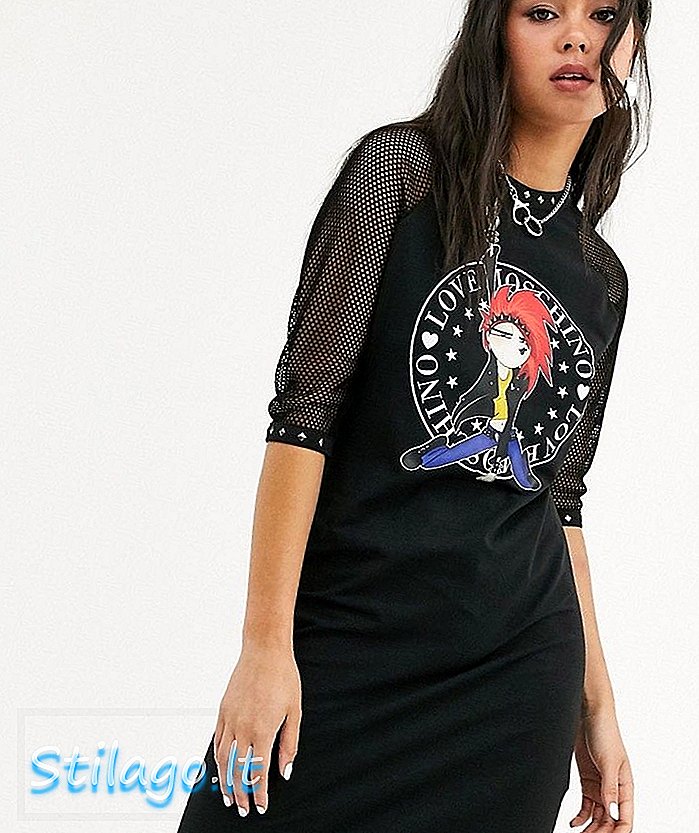 Love Moschino rock chick mesh mouw jurk-zwart