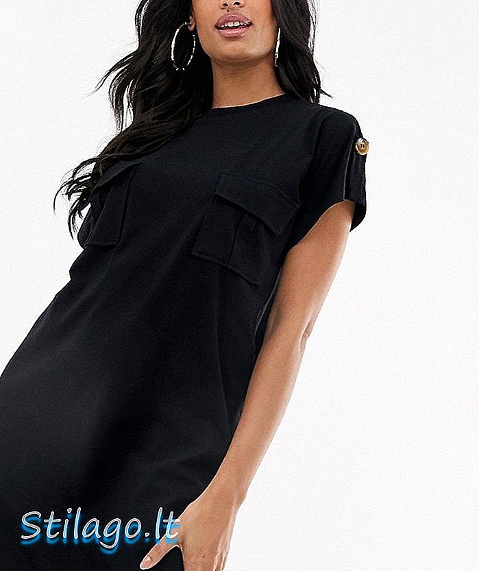 एएसओएस डिझाईन युटिलिटी टी-शर्ट ड्रेस-ब्लॅक