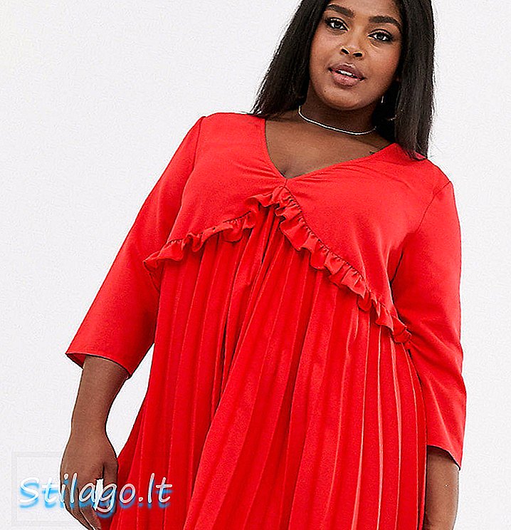 ASOS DESIGN - Curve - Mini robe smockée plissée - Rouge
