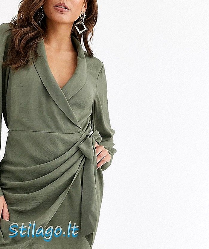 ASOS DESIGN collared wrap mini dress- สีเขียว
