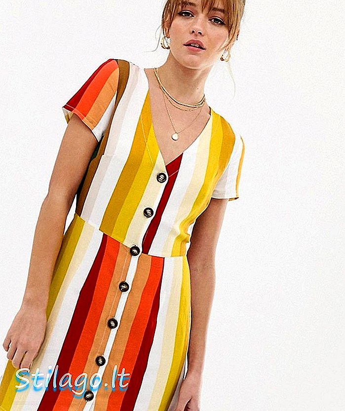 Glamoureuze mini-jurk met knoopsluiting in gewaagde streep-Multi