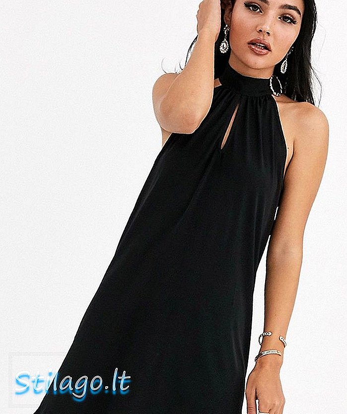 River Island vestido de gola halter com detalhe de fivela em preto