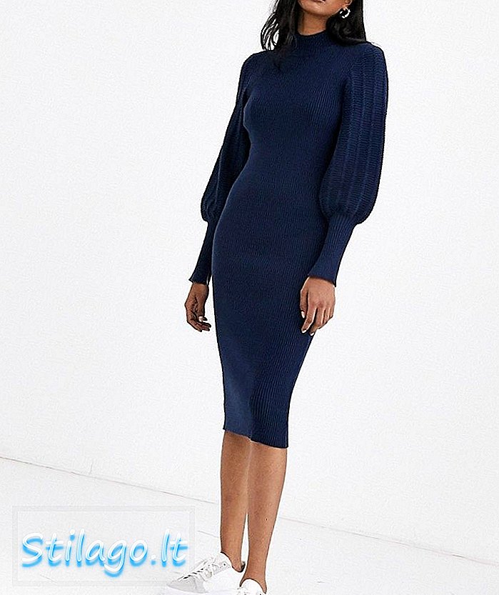 Dress jumper lengan baloon Levete Room-Navy