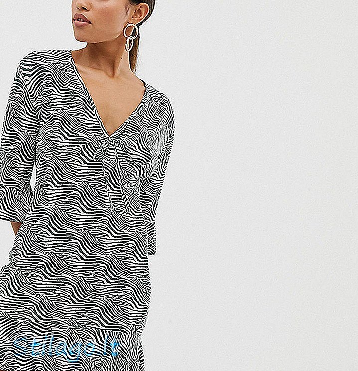 Missguided Petite te kjole i khaki zebra print-Multi