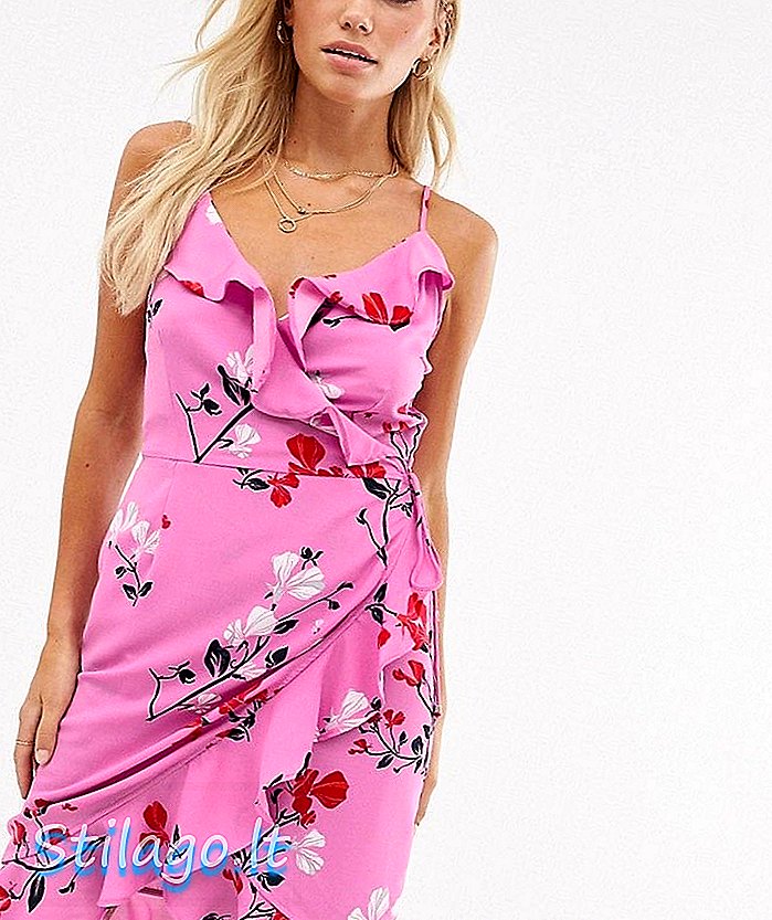 Vero Moda Çiçekli Fırfırlı Wrap Elbise-Multi