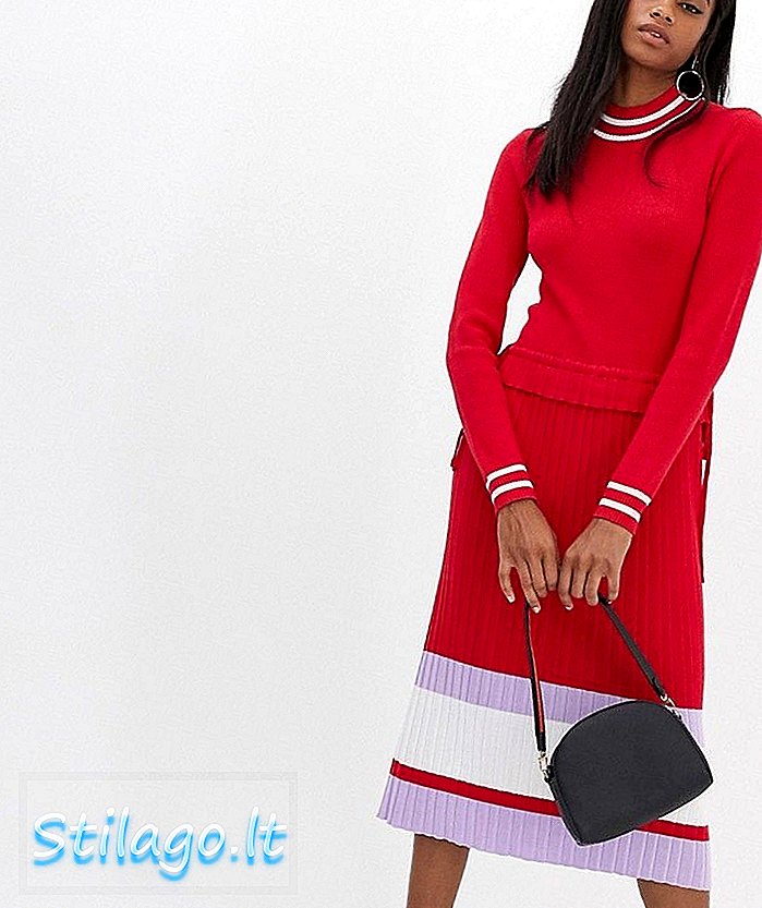 Y.A.S barvna pletena obleka v rdeči barvi