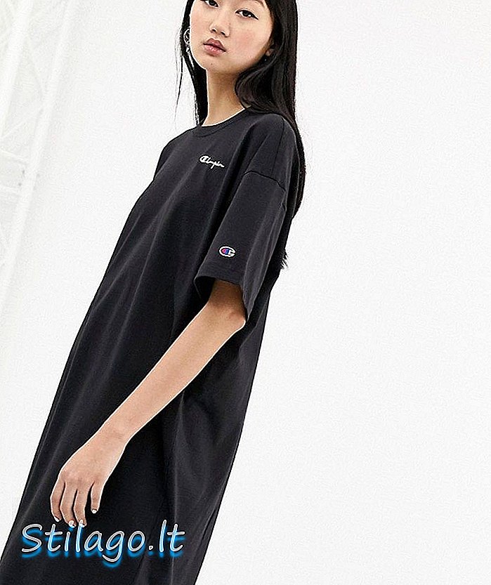 سینے کے لوگو-بلیک کے ساتھ چیمپیئن بڑے سائز کا ٹی شرٹ لباس