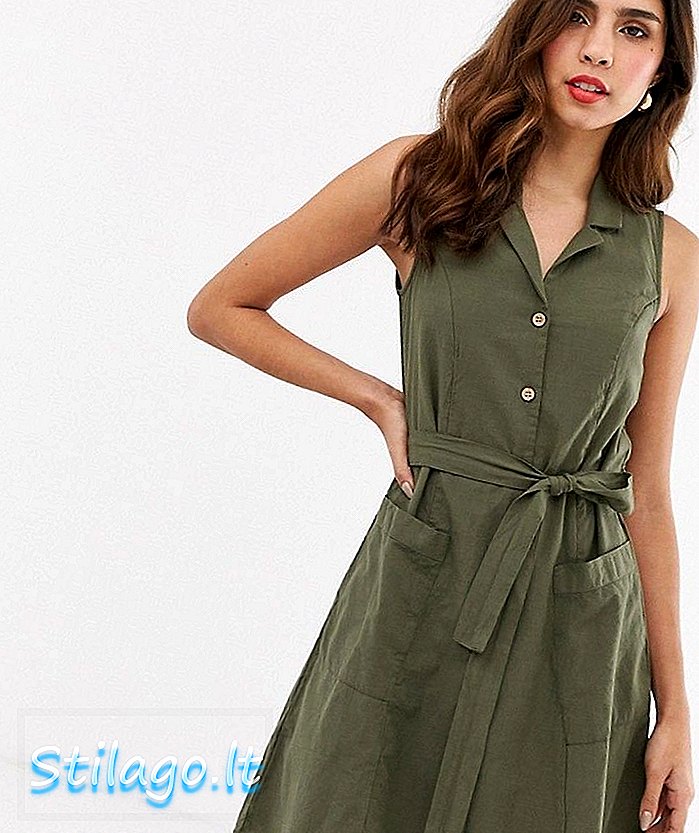 Пуговица Vero Moda в мини-платье без рукавов - зеленый