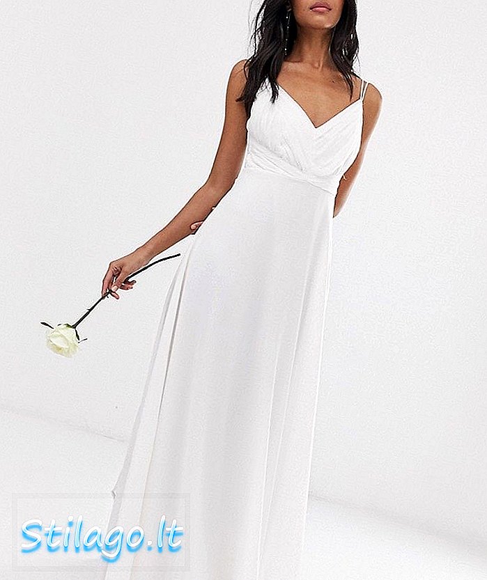ASOS DESIGN שמלת שושבינה של קמי מקסי עם חוטיני מחוך ומותניים בצבע לבן
