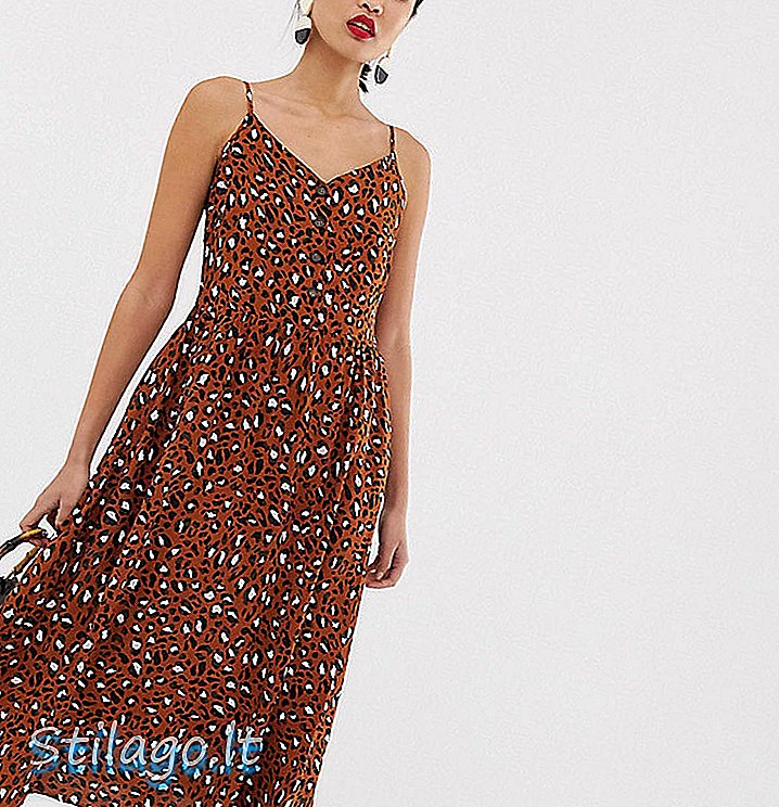 Lager midi cami kjole i leopard-Multi