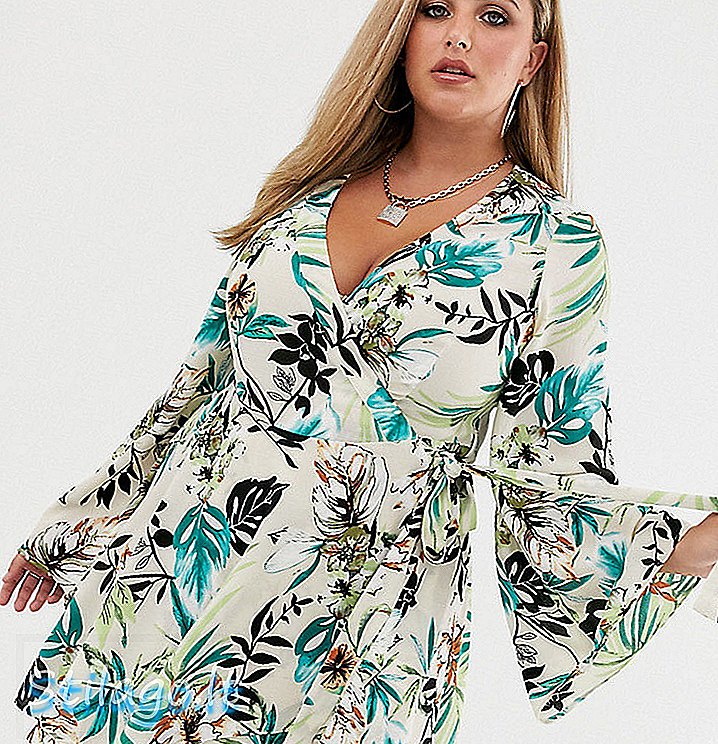 Missguided Plus mini-jurk met overslag, riem en bloemenprint-Multi