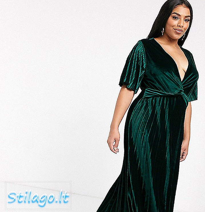 ASOS DESIGN Curve twist front sammet maxi klänning-Grön