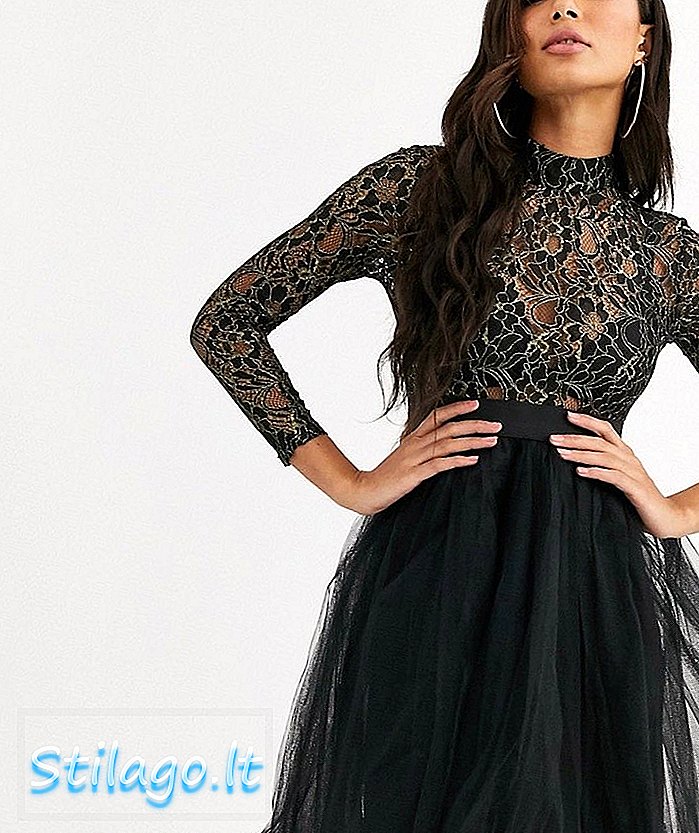 Рідкісна лондонська сукня з блискітками та тюль-вечірка-чорна
