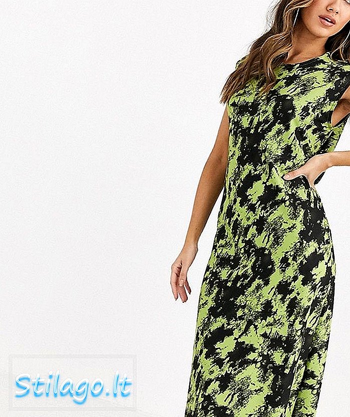 ASOS DESIGN yüksek boyun batik baskı midi elbise-Multi