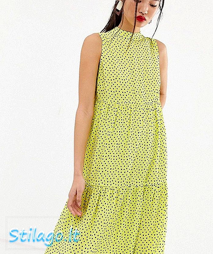 Mango spot print smock midi φόρεμα σε κίτρινο-πράσινο