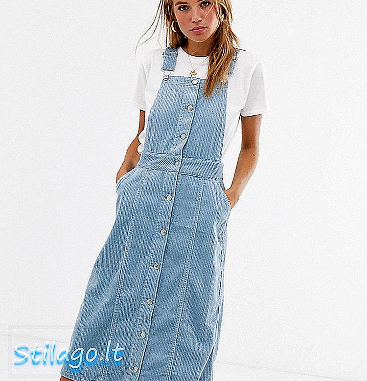 Urban Bliss cord midi pinafore dress-Blue