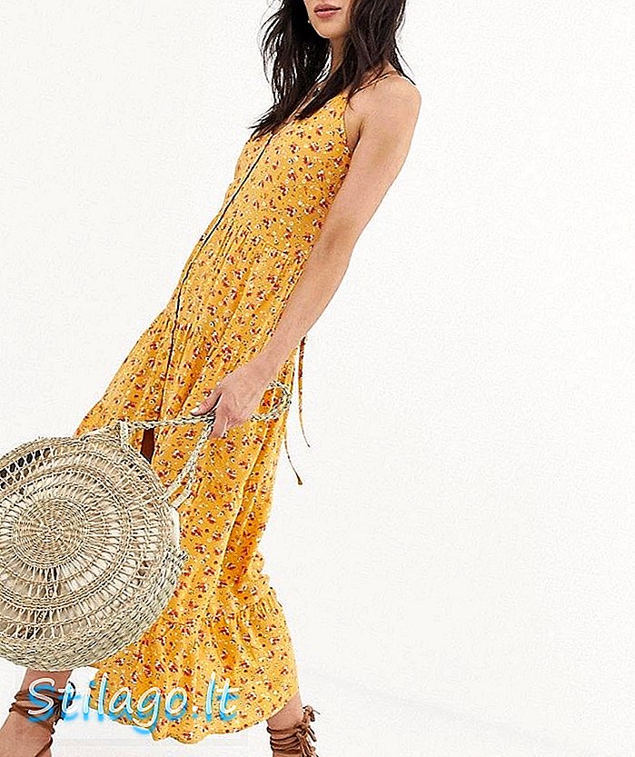 Band of Gypsies maxi-jurk met knopen aan de voorkant in gele bloemenprint