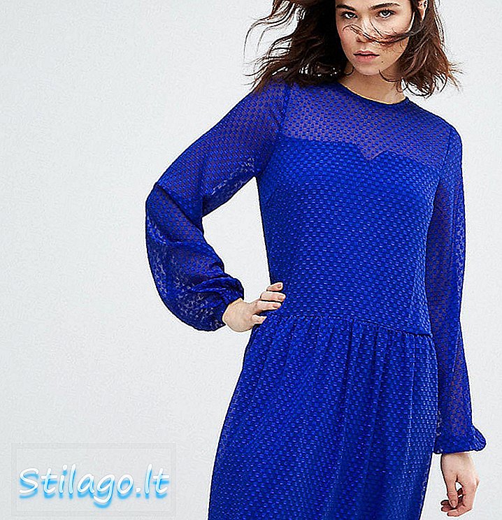 Y.A.S Vestido midi de blusa alta texturizado em azul