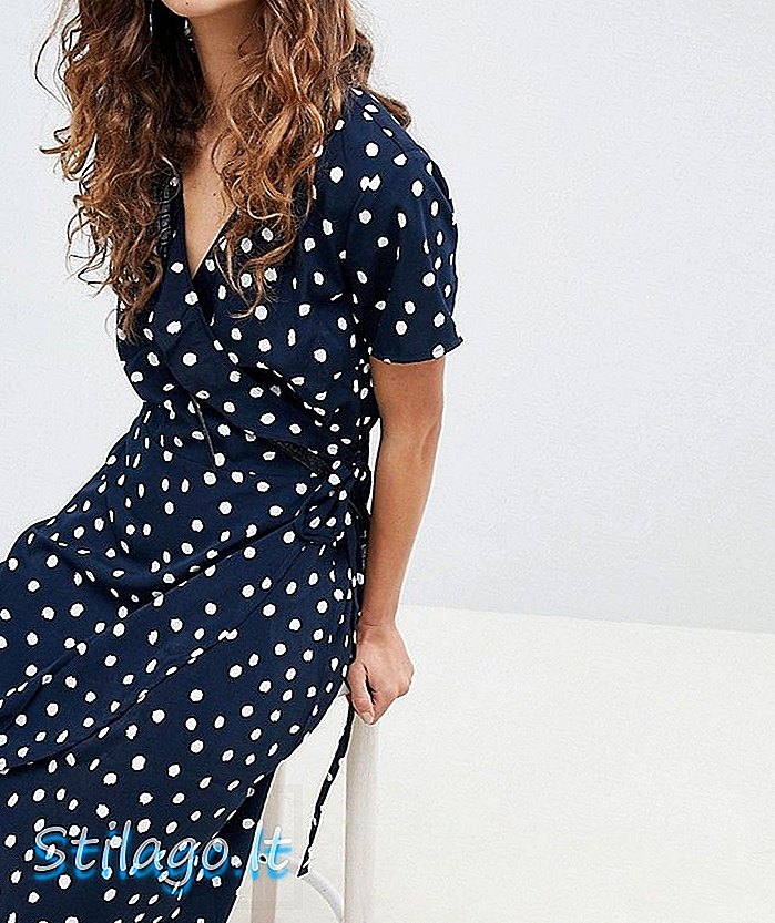 b.Young Printed Wrap Dress-Navy