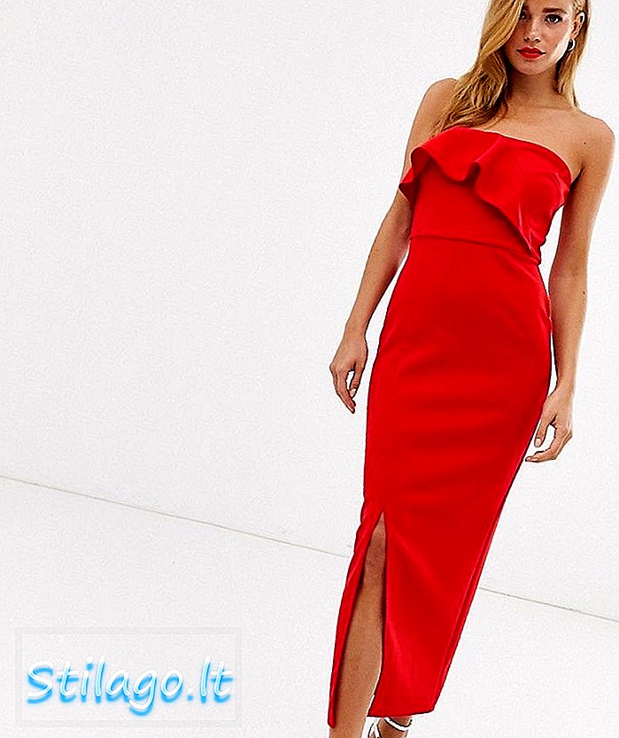فستان متوسط ​​الطول من ثنى البنفسج الأحمر