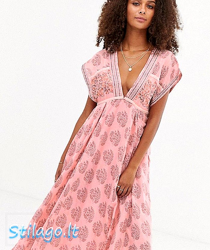 Besplatni ljudi Riakaa paisley print maxi haljina-ružičasta
