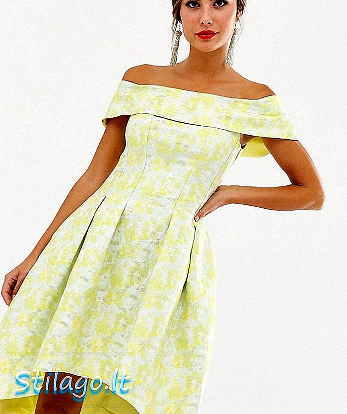 Obalna haljina žakard bardot haljina-žuta