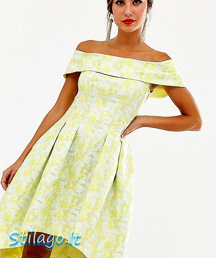 Coast Alba vestido bardot jacquard-amarillo