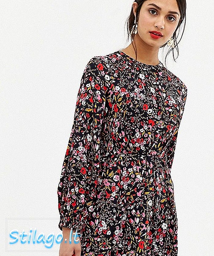 Islık Çiçekli Çayır Mini Elbise-Multi