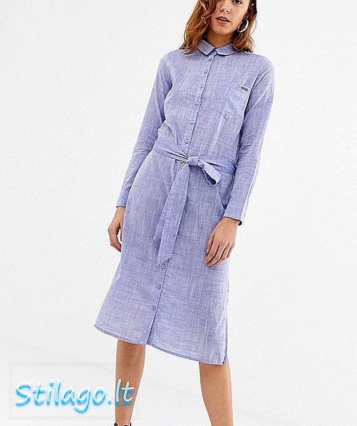 पेपे जीन्स मेलेनिया डेनिम मॅक्सी शर्ट ड्रेस-ब्लू