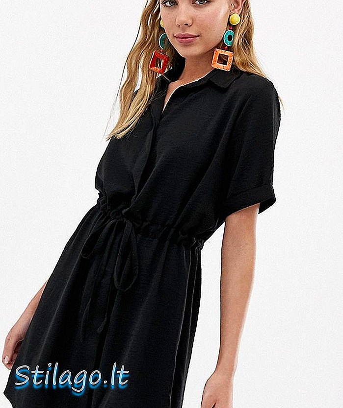Платье-рубашка с завязками на талии New Look черного цвета