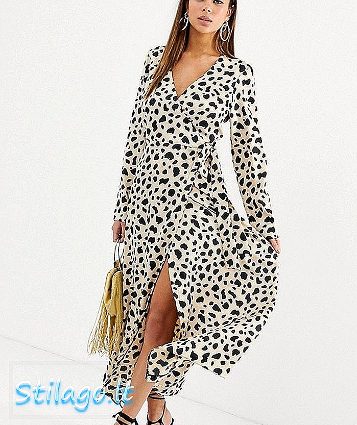 ASOS DESIGN omotajte maxi haljinu u leopard print-Multi