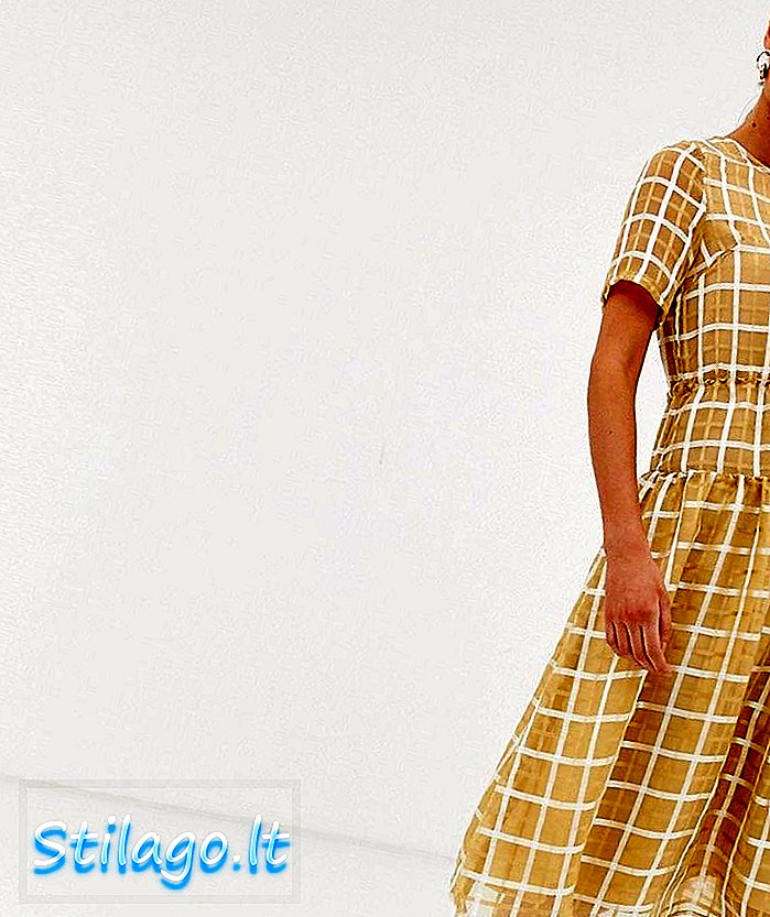 Кнопка Ghospell через плаття сорочки з талією з зав'язкою та повною спідницею в чисто-жовтому кольорі