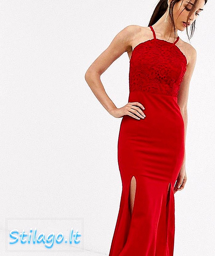 AX Paris robe maxi en dentelle-Rouge