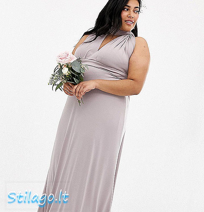 TFNC Plus līgavas māsa ekskluzīva daudzceļu maxi kleita pelēkā krāsā