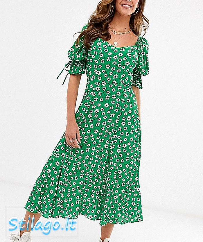 Ghost Melina blomstret mIdi-kjole-Grøn