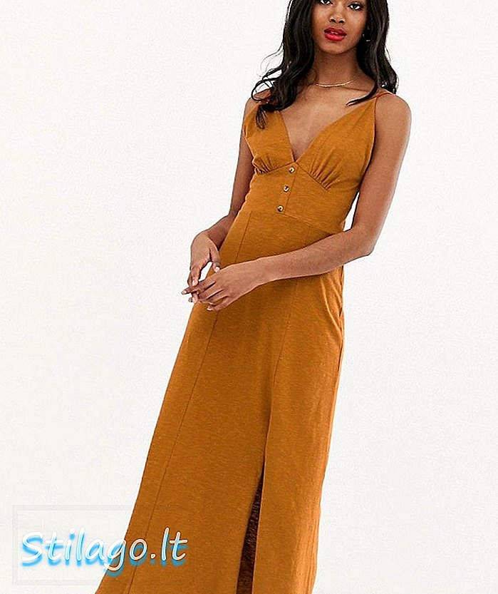 ASOS DESIGN šivana obleka-maxi obleka z detajli gumba-oranžna
