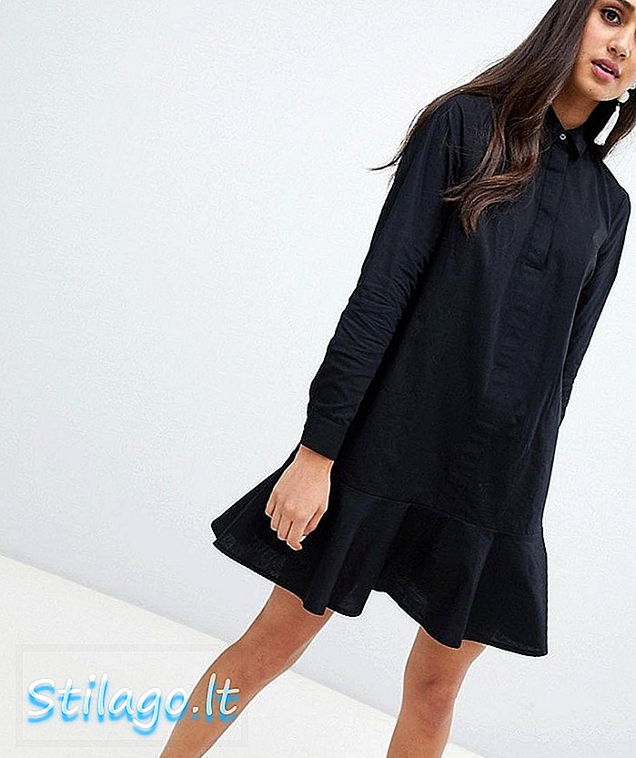 Черное платье-рубашка с баской ASOS DESIGN
