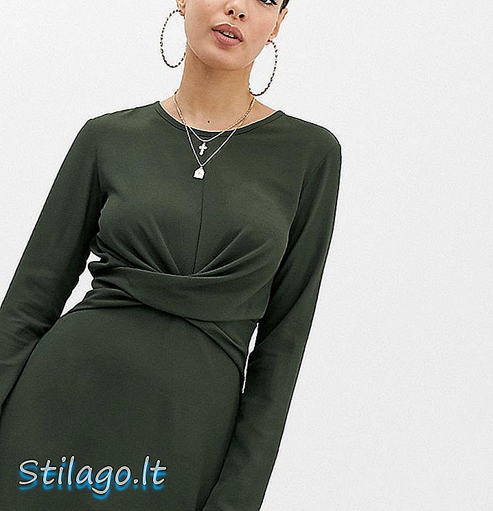 Boohoo αποκλειστικό φόρεμα με στρίψιμο σε πράσινο χρώμα