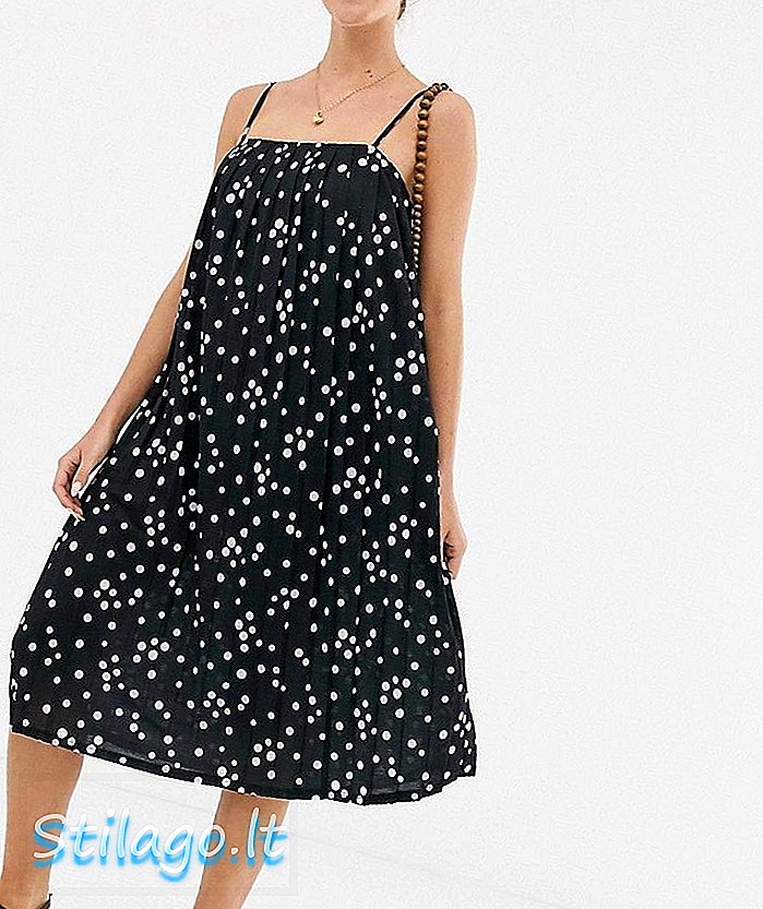 ASOS DESIGN gaun bertekstur midi lipit di spot-Multi