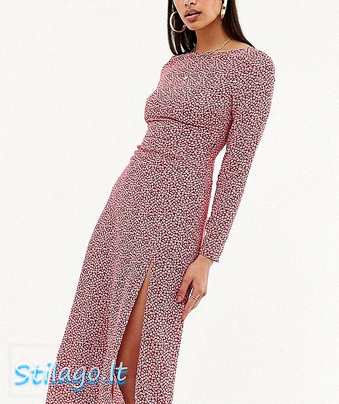 Módní společenské šaty midi s nízkými zády v bodově růžovém provedení