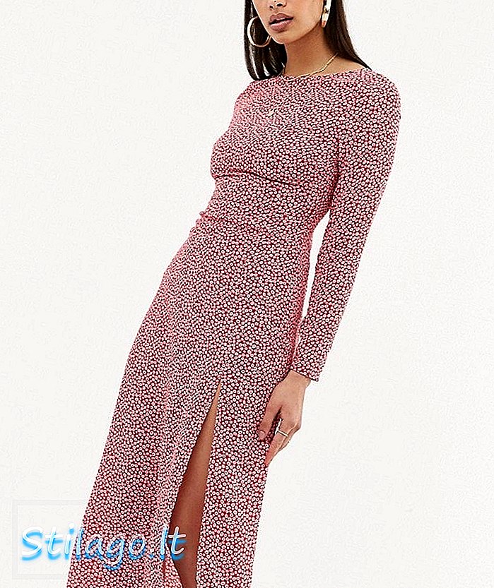 Busana Union low back midi dress in spot-Pink