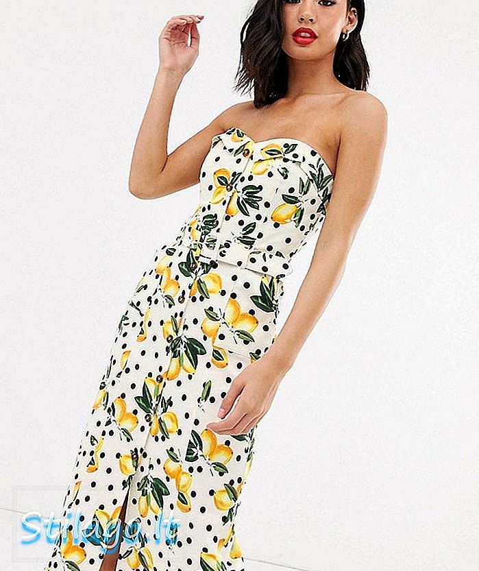 Vestido lápiz Oasis con cinturón en estampado cítrico-Multi