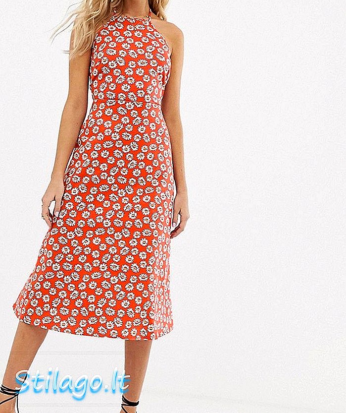 ASOS DESIGN - Vestito estivo midi con scollo all'americana in stampa margherita - Multi