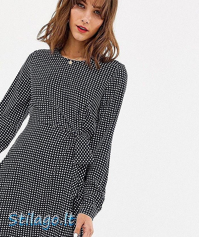 Vero Moda abito cravatta check vita-Navy