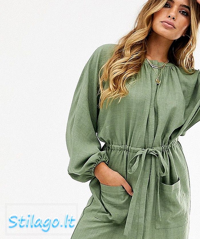 ASOS DESIGN mini kratka haljina majice s strunom strukom-zelena