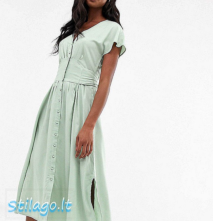 Y.A.S Ψηλό κουμπί μέσω maxi dress-Green