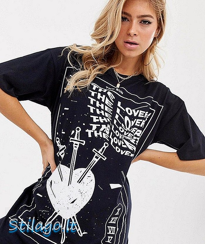 دل کے پرنٹ-سیاہ کے ساتھ موٹل ٹی شرٹ کا لباس