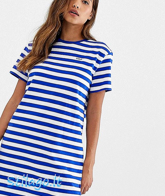 Polo Ralph Lauren stripe tee kjole-Navy