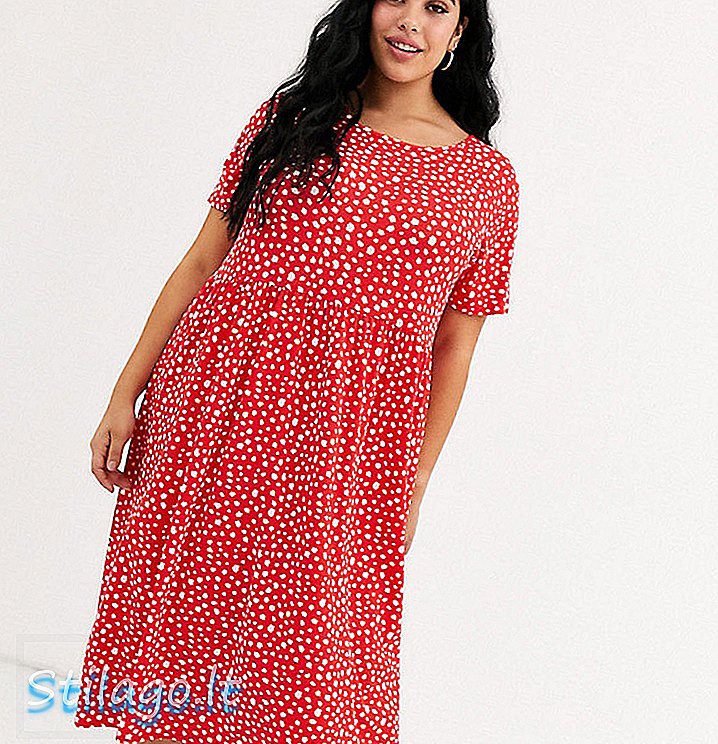 Wednesday's Girl Curve midi-jurk in smudge spot print-Red